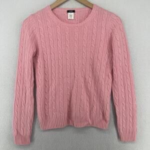 J. Crew Pink Cable Knit Crewneck Sweater